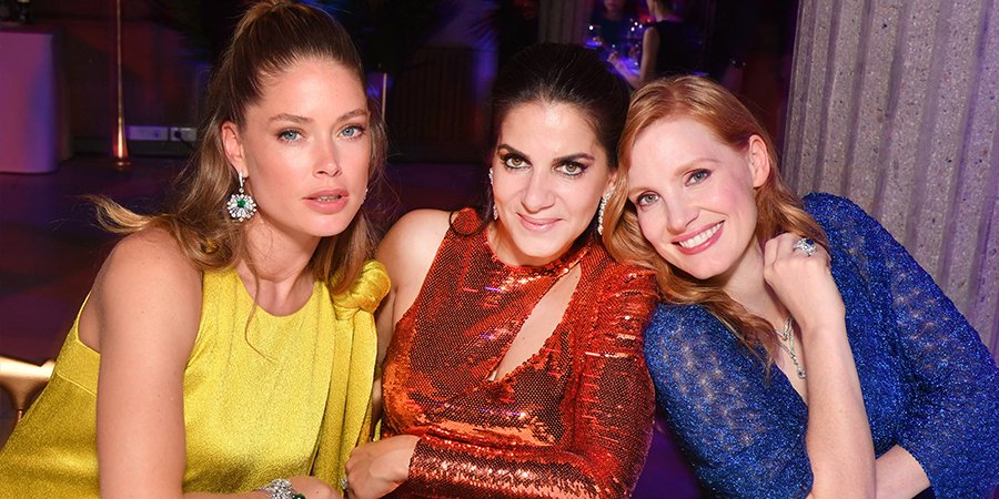 Piaget CEO Chabi Nouri, Jessica Chastain and Doutzen Kroes attend the Launch of Piaget sunlight escape at Palais d'Iena on June 18, 2018 in Paris Photo by Stephane Cardinale