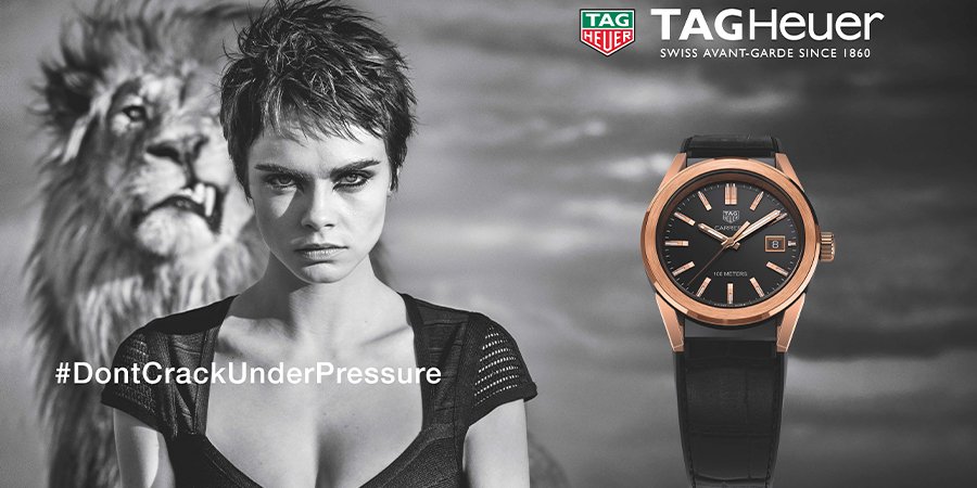 TAG Heur campaign with Cara Delevingne and lions