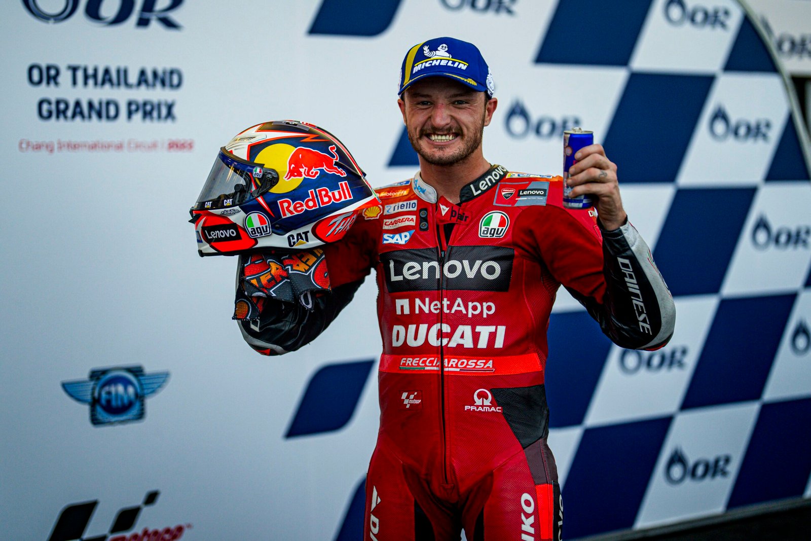 Double podium for the Ducati Lenovo Team in the Thai GP, with Jack Miller second and Pecco Bagnaia third in Buriram. The Italian rider is now -2 points off leader Quartararo