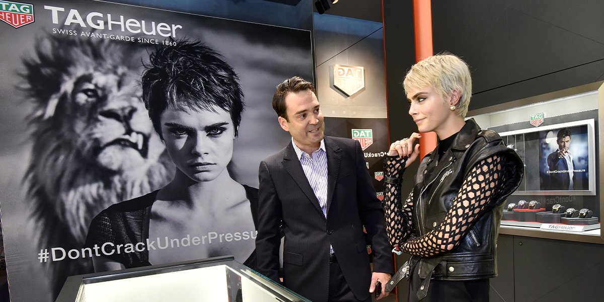 TAG Heuer Cara Delevingne campaign with wild lions